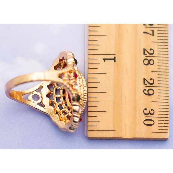 Vintage Victorian Pink Tourmaline Navette Ring - S13 - Picture 3 of 3